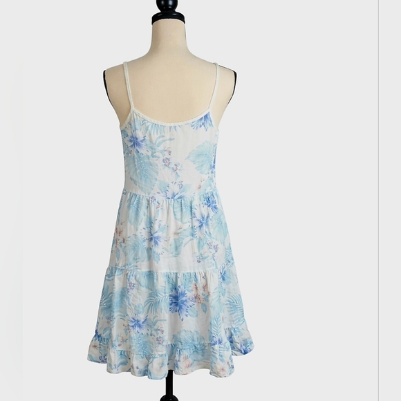 Valentina Naldi Blue Teal Tropical Floral Linen Dress | Small | Made in Italy - Picture 4 of 7